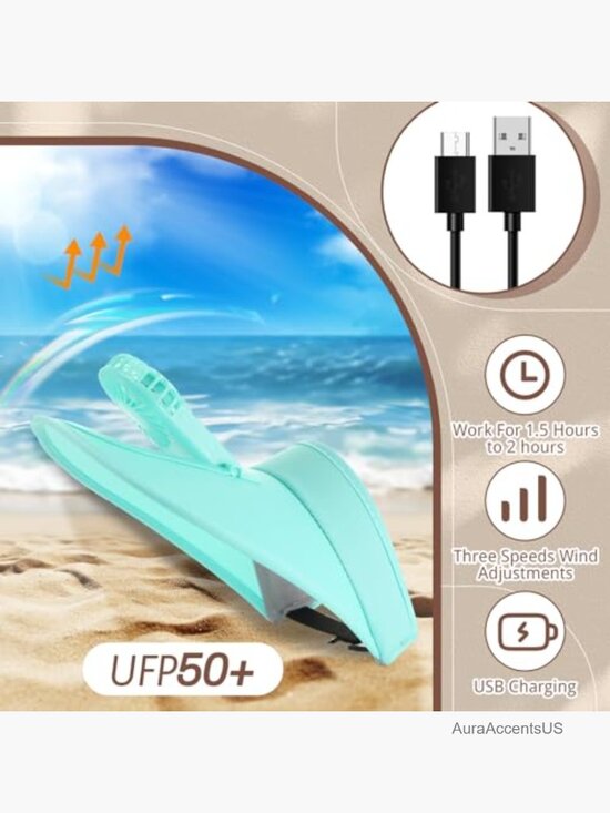 3 Adjustable Sun Visors with Built-in Fan, 3 Speeds, USB Rechargeable main image 4